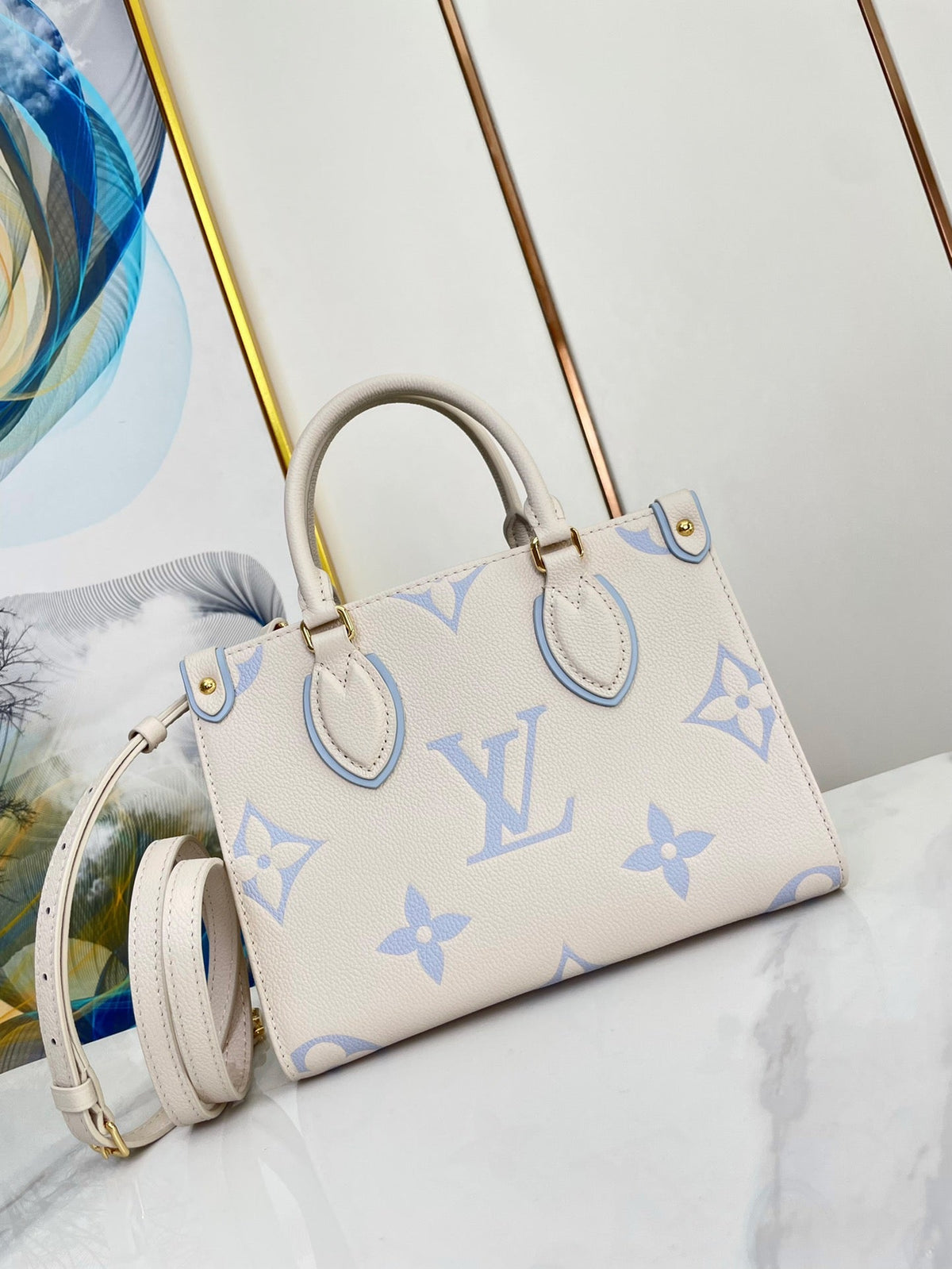 LOUIS VUITTON ONTHEGO 25 WHITE PURPLE MONOGRAM CANVAS