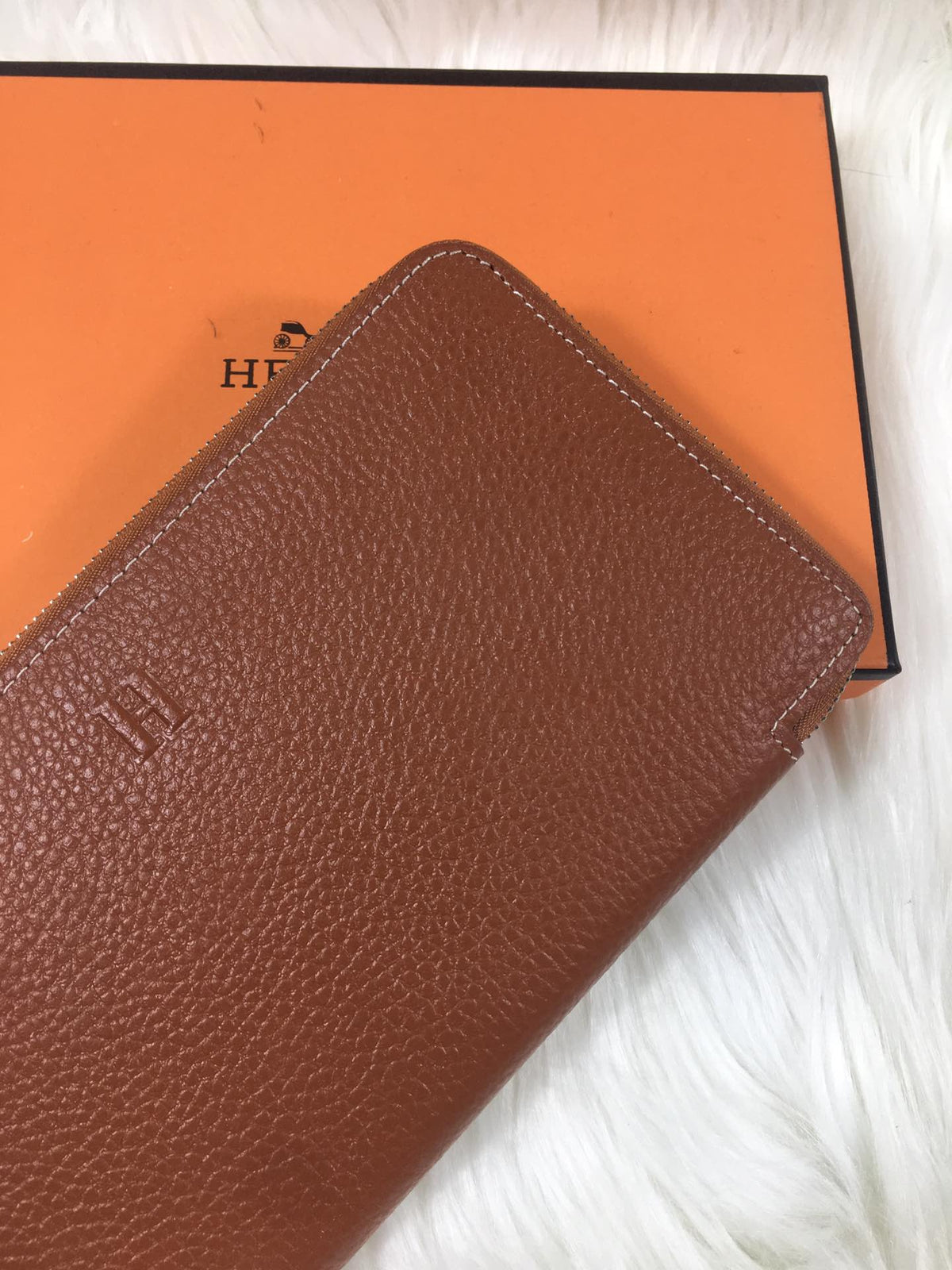 HERMES SILK'IN CLASSIC WALLET 20 RUSSET GRAINED CALFSKIN