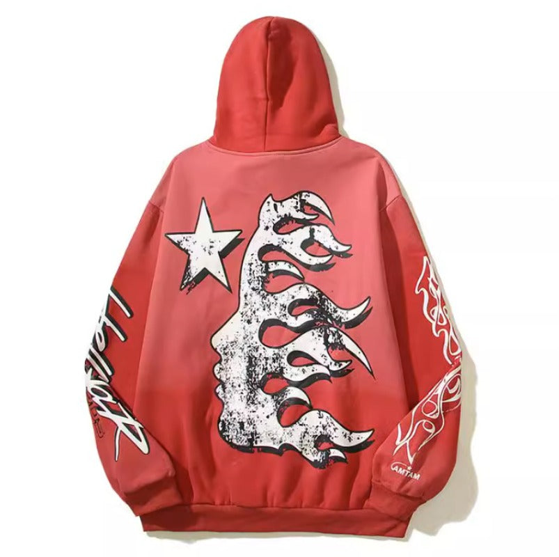 Hellstar Hoodie Loose Retro Gradient Flame Red