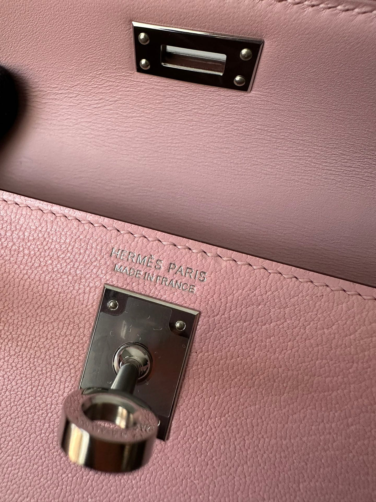HERMES KELLY MINI 19 PINK CHEVRE SILVER HARDWARE