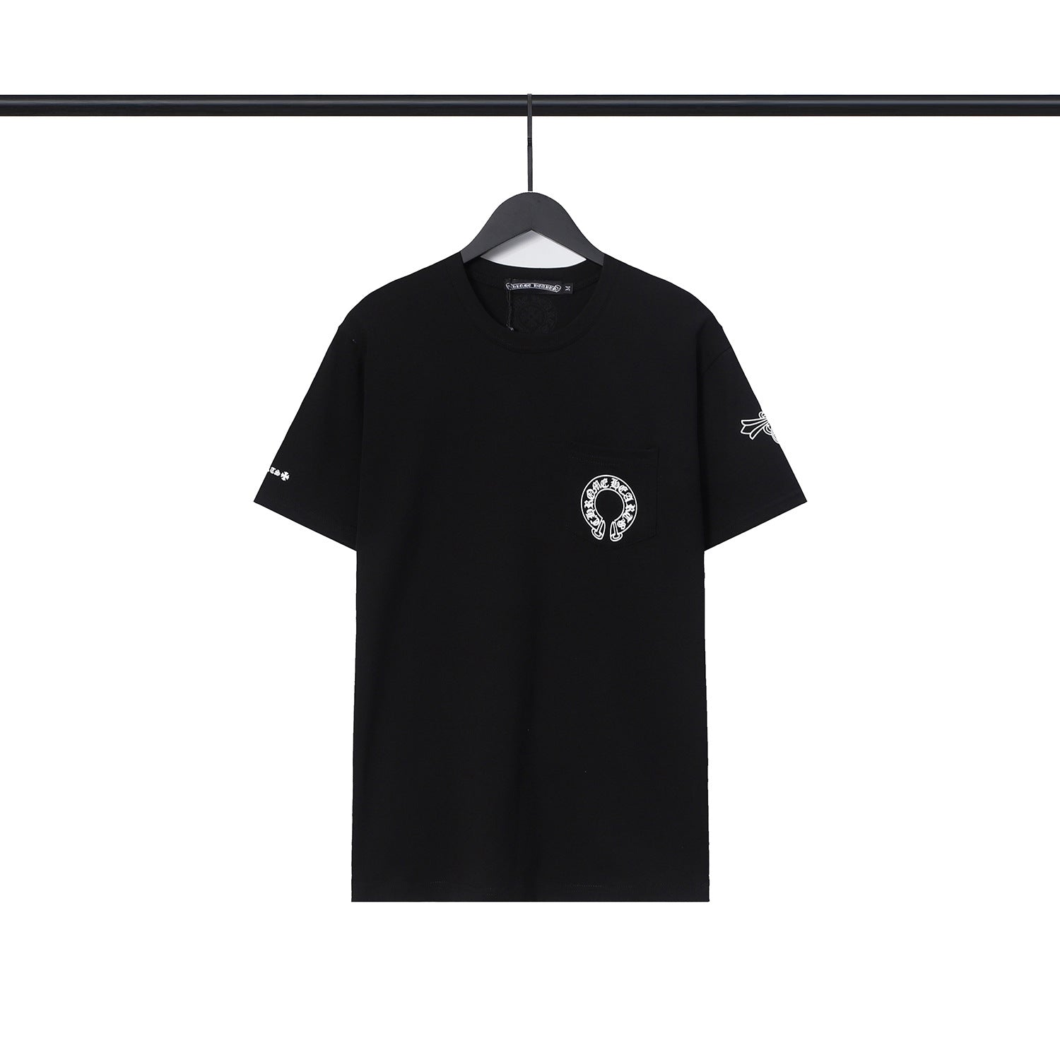 CHH Chrome Heart T Shirts Chrome Hearts Cross Sanskrit Print Short Sleeve Crew Neck T-Shirt