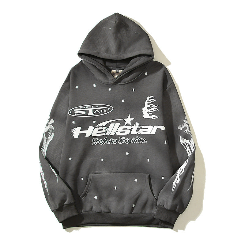 Hellstar Hoodie Vintage Distressed Loose Casual Fleece-lined
