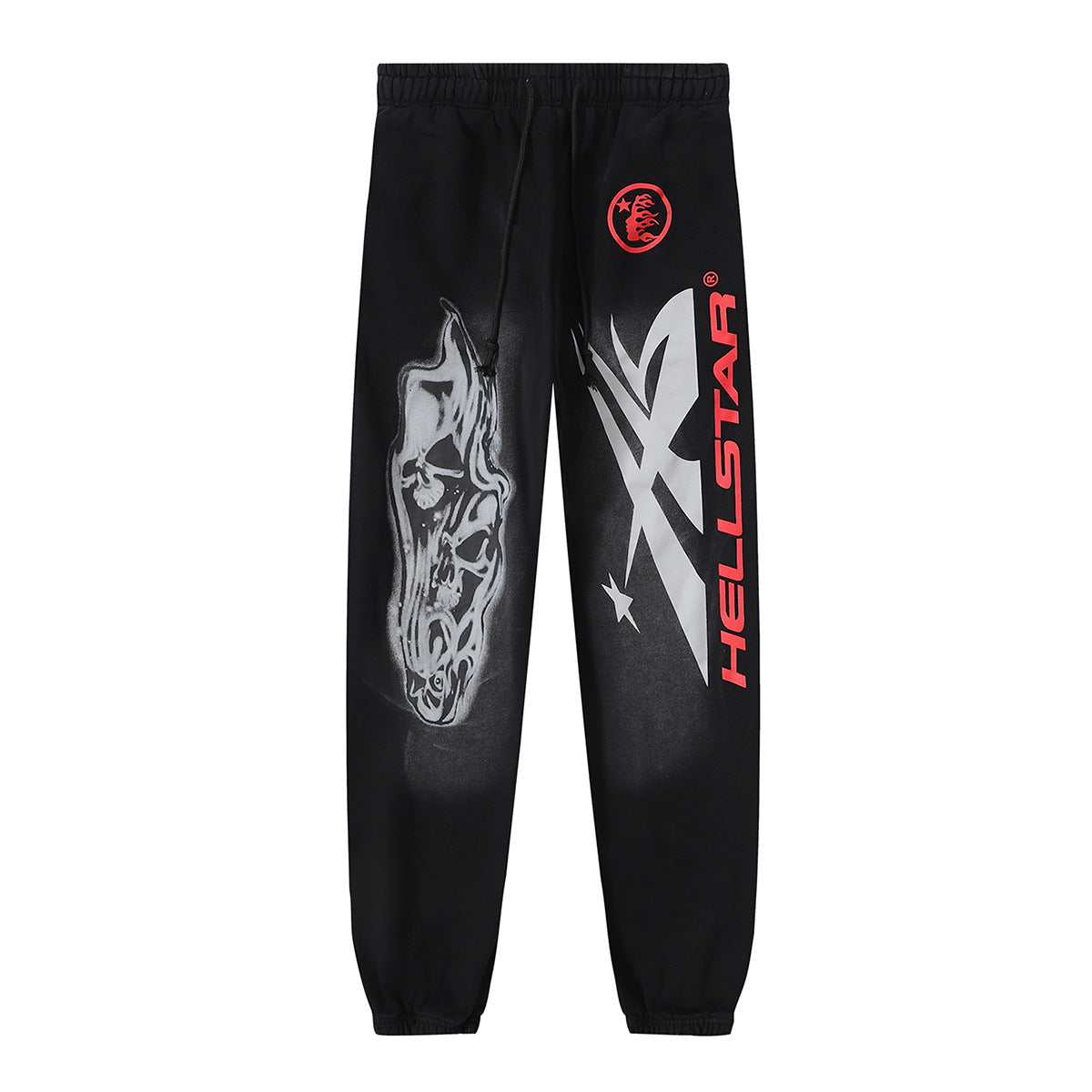 Hellstar Hoodie & Pants autumn and winter flare black flame pants hoodie
