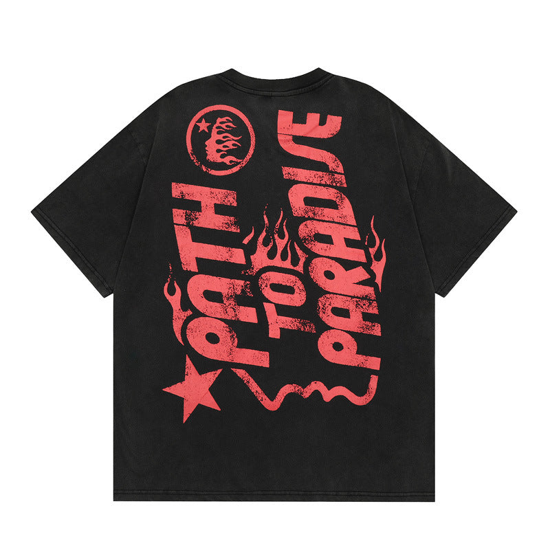 Hellstar T-shirt Cross Portrait Printing Casual Loose