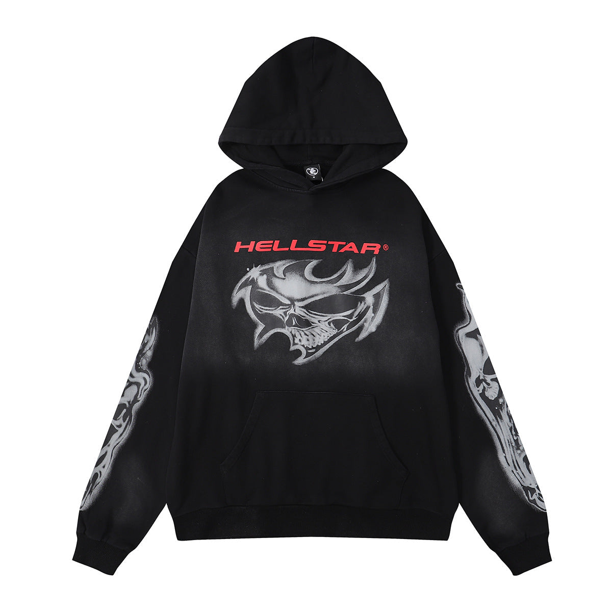 Hellstar Hoodie & Pants autumn and winter flare black flame pants hoodie