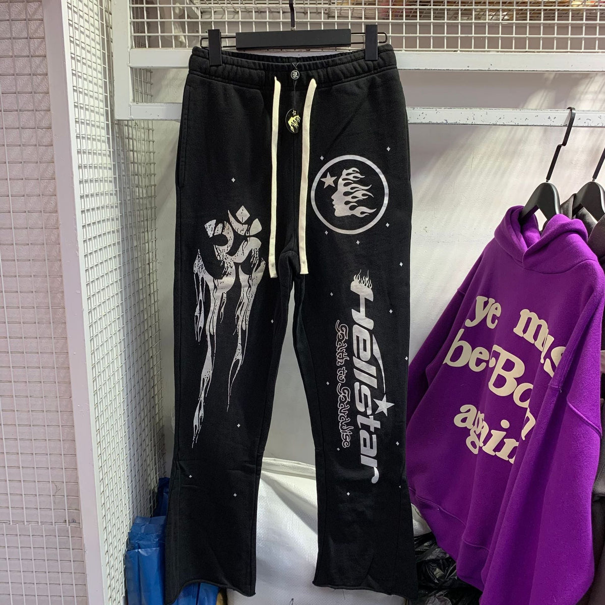 Hellstar Hoodie & Pants Wash Water Make Old Sweater