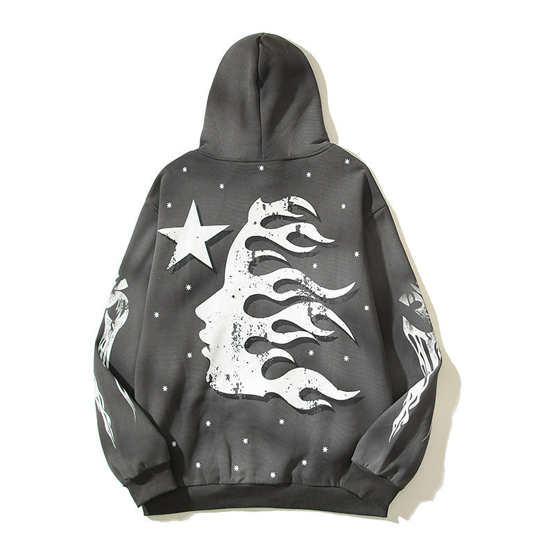 Hellstar Hoodie Vintage Distressed Loose Casual Fleece-lined