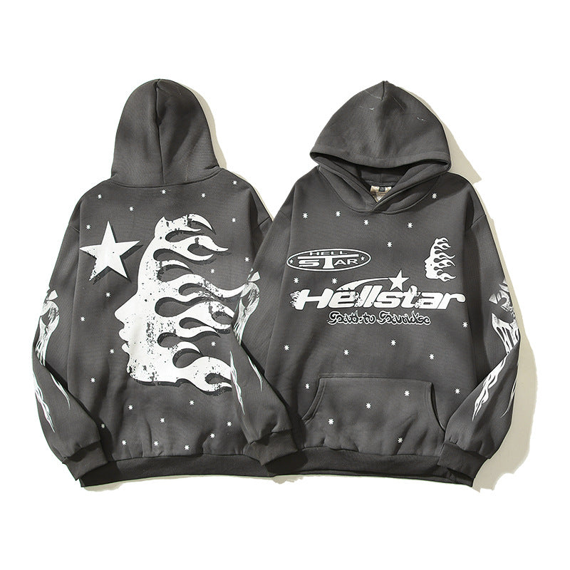 Hellstar Hoodie Vintage Distressed Loose Casual Fleece-lined