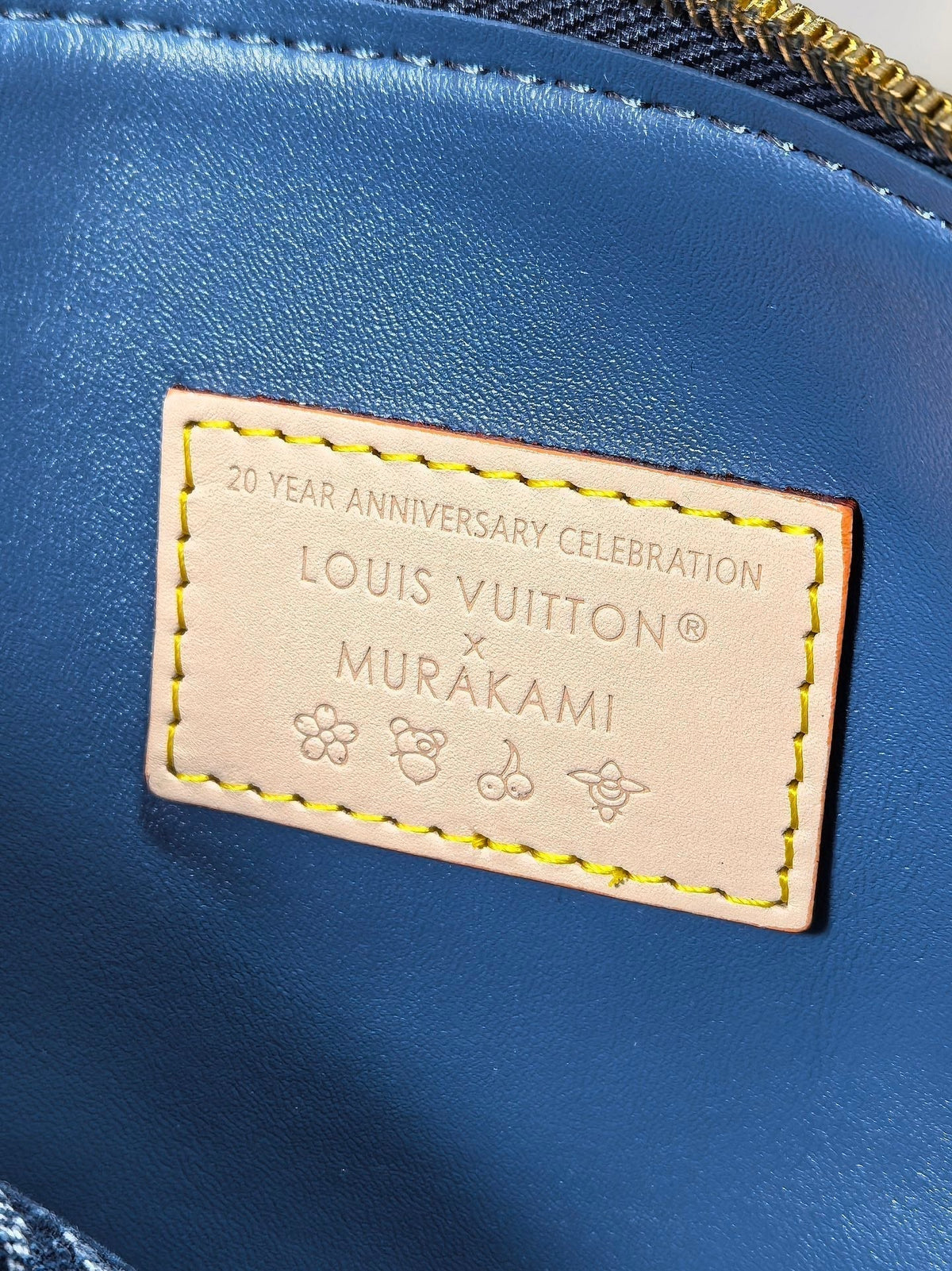 LOUIS VUITTON LV 25S COUSSIN BAG 26 IN DARK BLUE DENIM MONOGRAM CHERRY GOLD HARDWARE