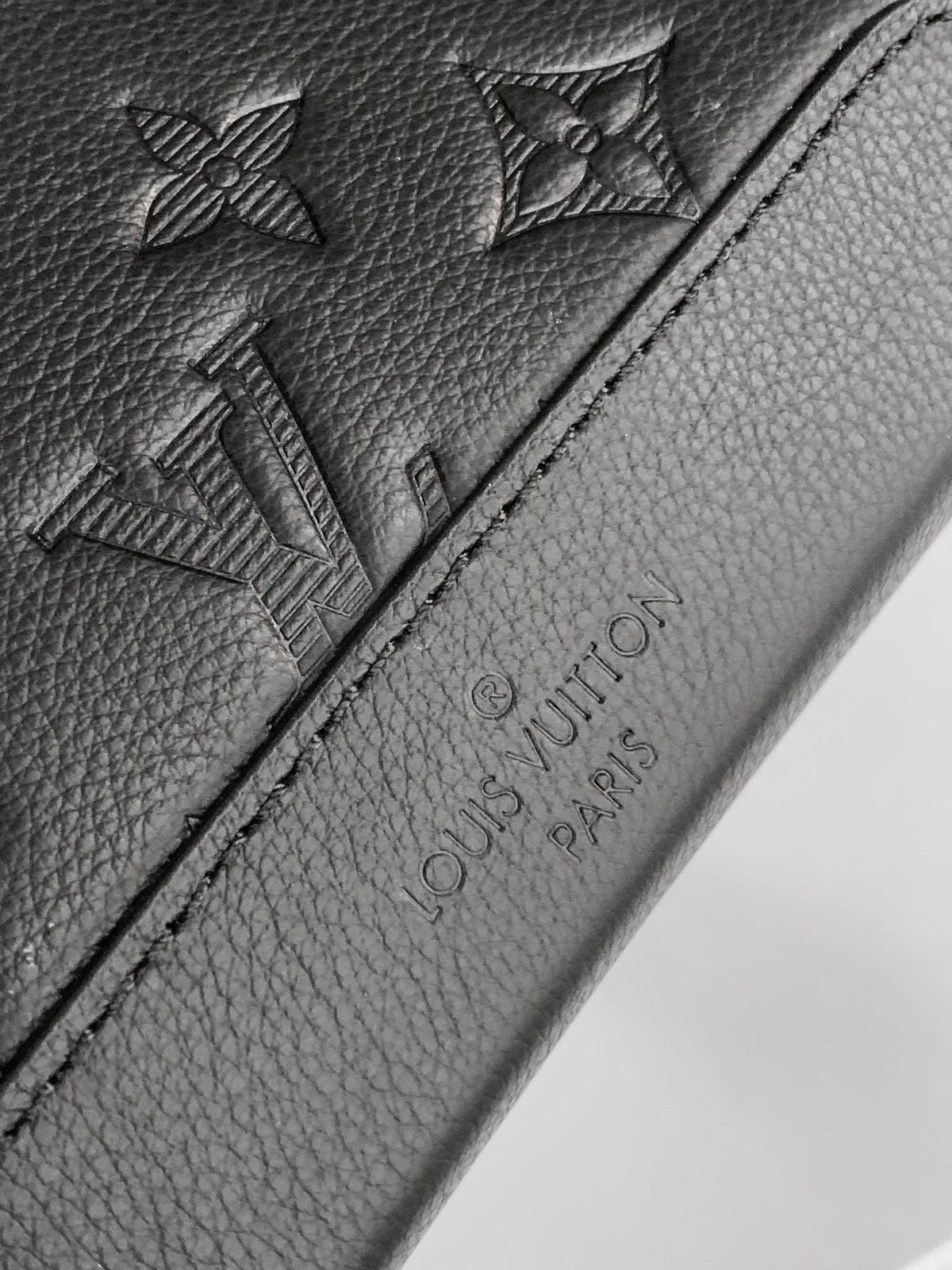 LOUIS VUITTON DUO CROSSBAG BAG 42 IN BLACK EMBOSSED CALFSKIN