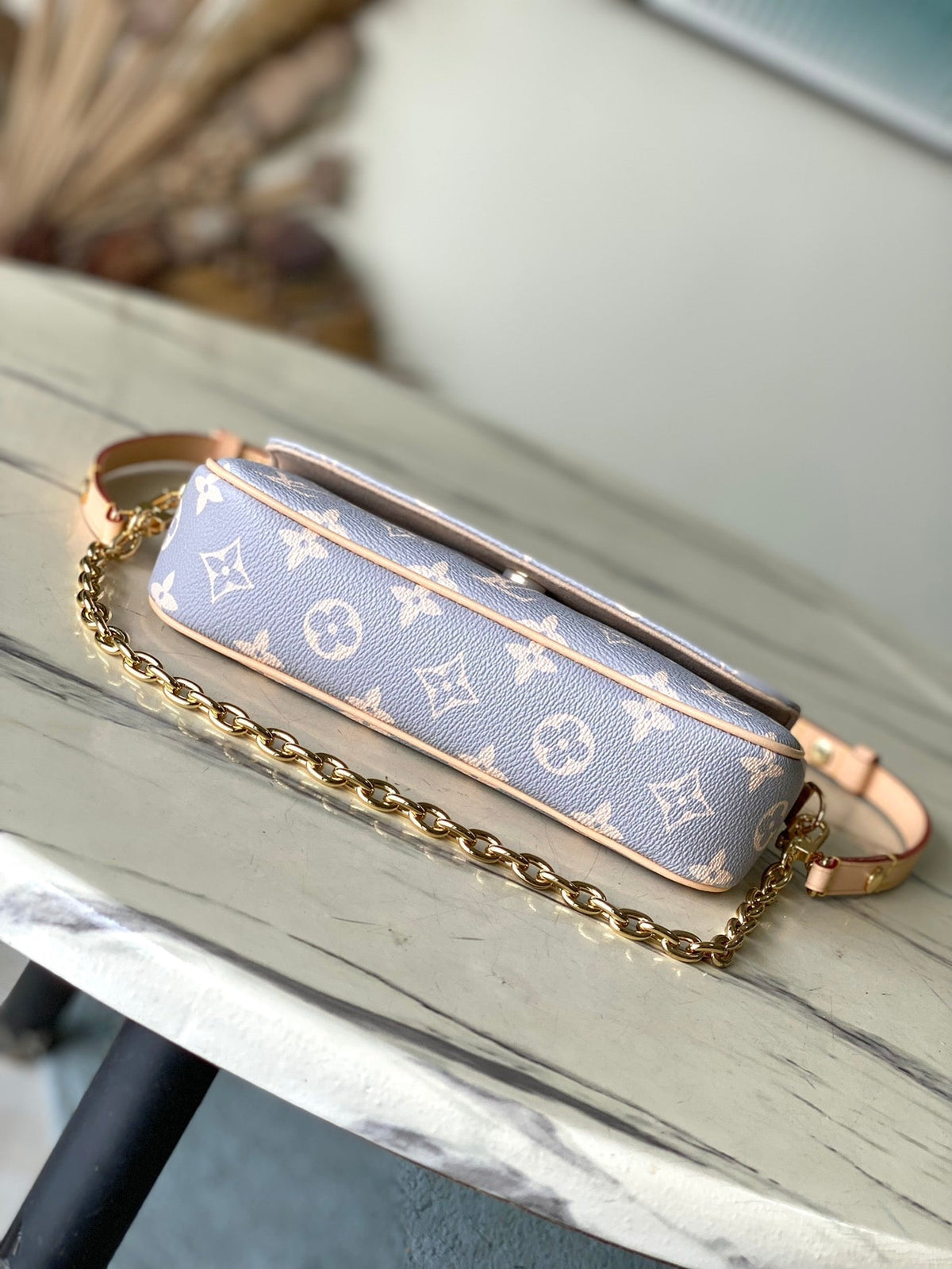 LOUIS VUITTON IVY 23 IN GRAY CREAM MONOGRAM TRIANON CANVAS GOLD HARDWARE