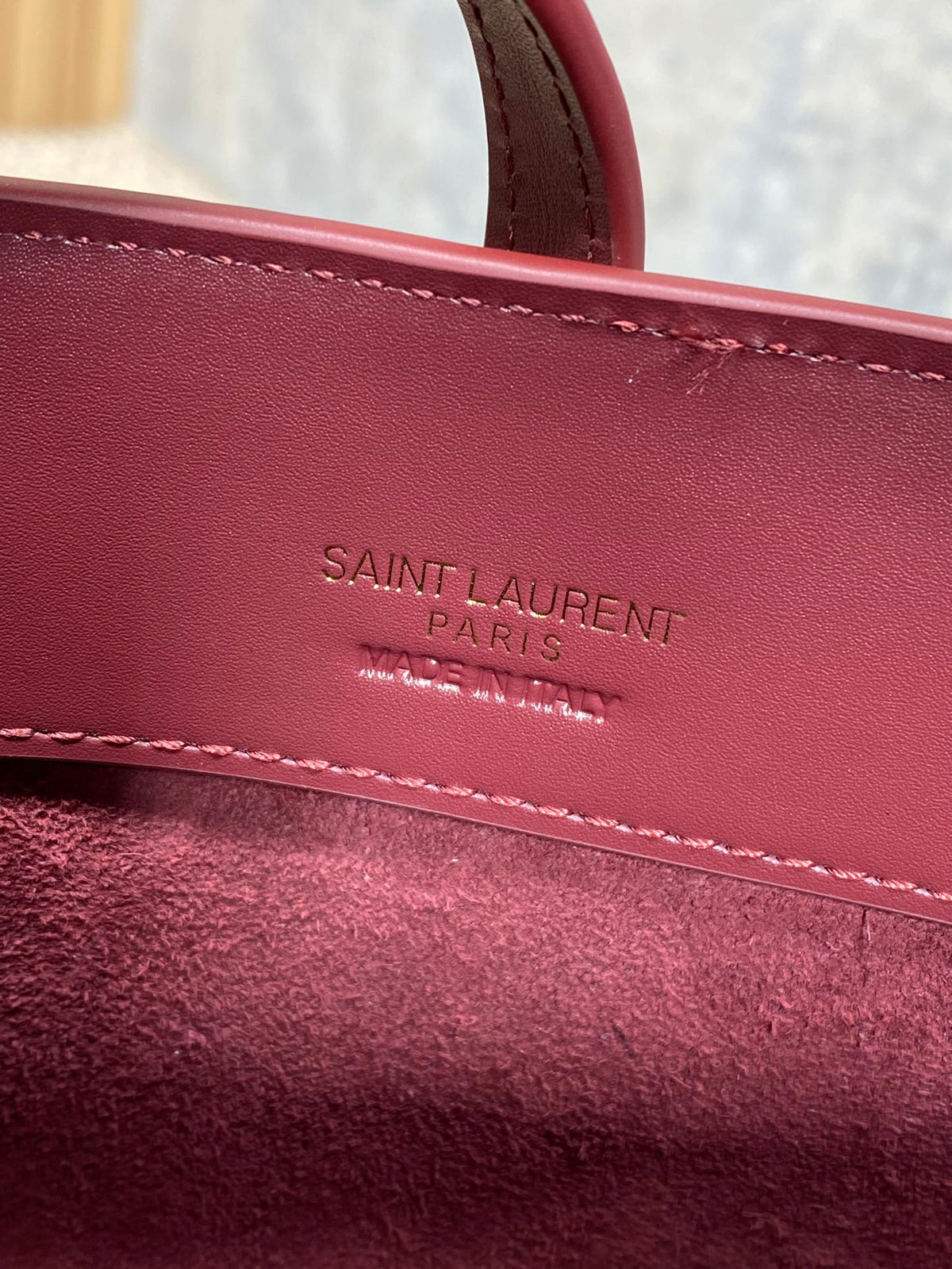 LE 37 MINI BUCKET BAG 15 IN BURGUNDY RED CALFSKIN GOLD HARDWARE